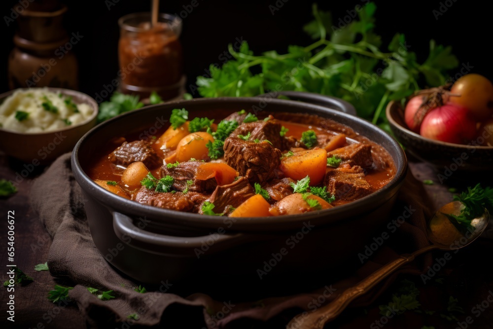 Nourishing Delights of a Traditional German Eintopf, a Hearty and Flavorful One-Pot Stew Perfect for Chilly Winter Days