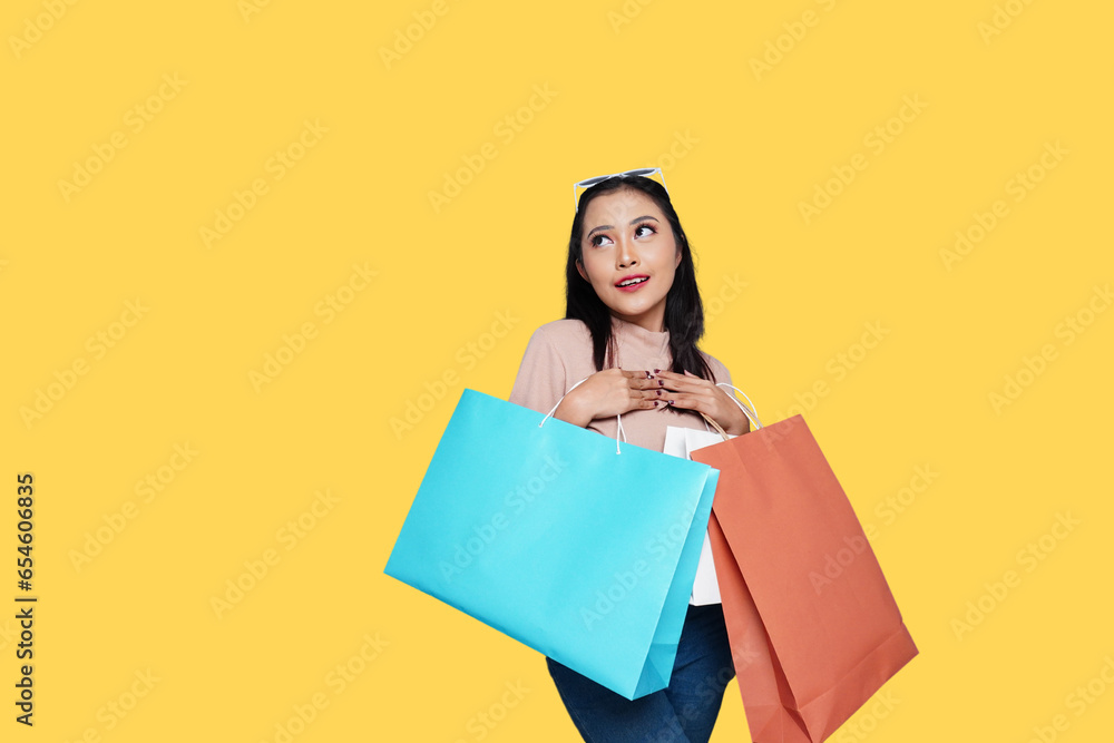 Beautiful Young Asian Girl with Shopping Bag
