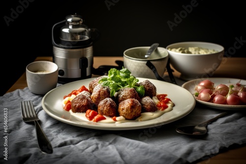delectable artistry of Swedish meatballs, capturing their mouthwatering essence through tantalizing food photography and expert food styling