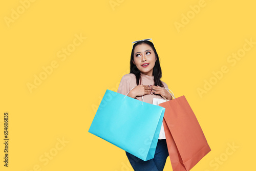 Beautiful Young Asian Girl with Shopping Bag 
