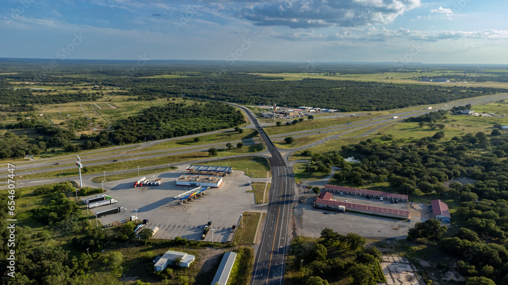 Interstate 20 interchange in Cisco, Texas.