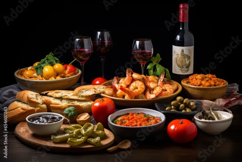 Vibrant Culinary Culture of Spain: A Tempting Array of Traditional Spanish Tapas, a Colorful Feast for the Senses
