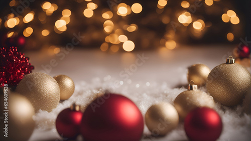 Christmas decoration on bokeh background with copy space for your text.