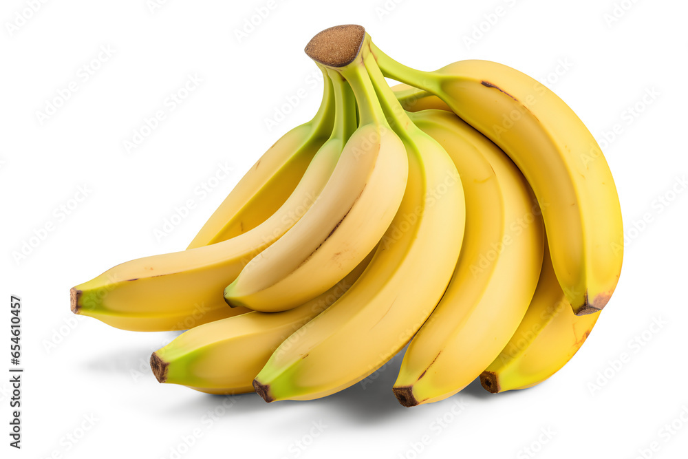 Banana bunch isolated on transparent background, Generative AI