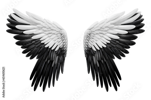 Black wings isolated on a transparent background, Generative AI