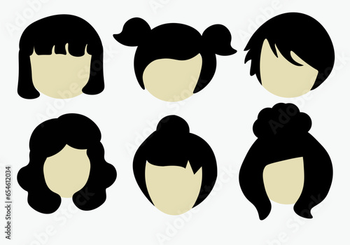 Hair style collection silhouette.Vector Ilustration.