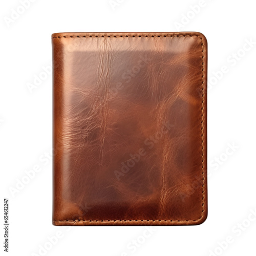Leather Wallet Isolated on Transparent or White Background