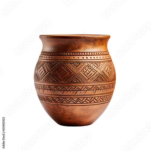 Small Clay Pot Isolated on Transparent or White Background
