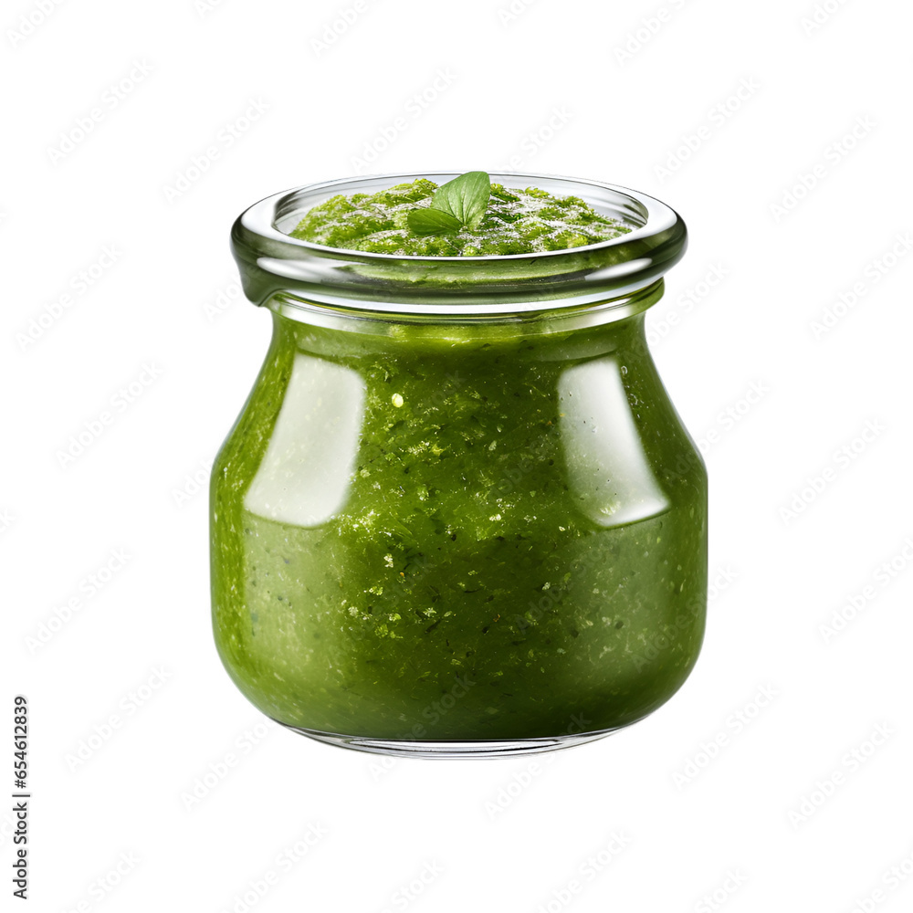 Pesto Jar Isolated on Transparent or White Background Pesto Jar Isolated on Transparent or White Background