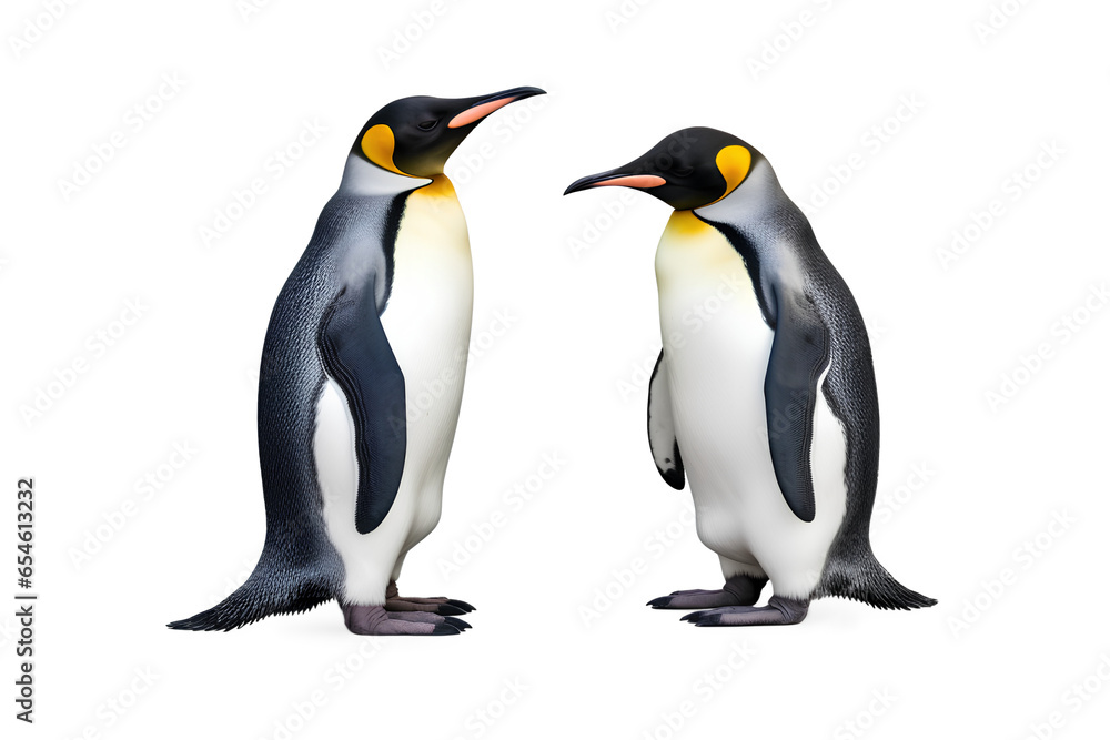 Fototapeta premium Penguins Isolated on Transparent Background, Generative AI