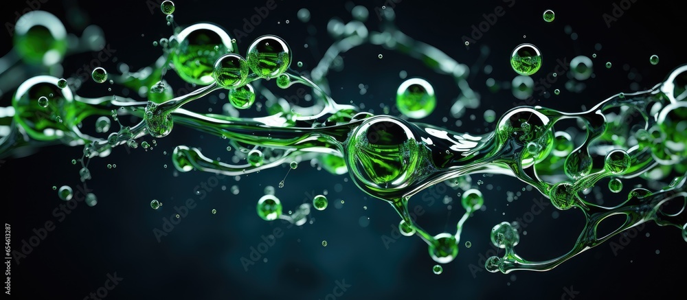 The nearness of the green bubble in liquid biochemistry lab water close to soap or shampoo washing The nearness of the green bubble in liquid biochemistry lab water close to soap or shampoo washing
