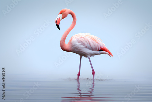 Flamingo on water isolated on a Transparent Background, Generative AI