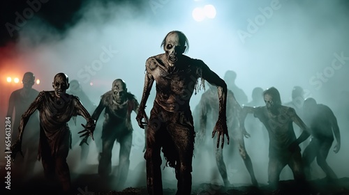 Creepy scary zombie attack. Halloween. Horror movie photo