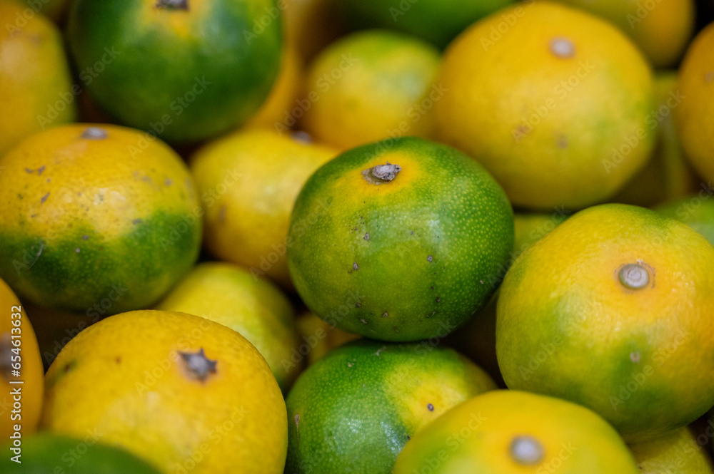 緑と黄色のみかん