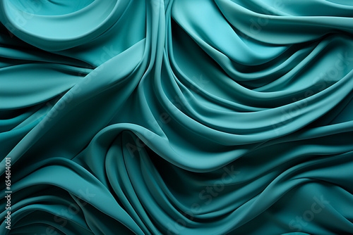 a blue-green wave background with  blue-green edges, in the style of chromatic sculptural slabs, and  blue-green flowing fabrics photo