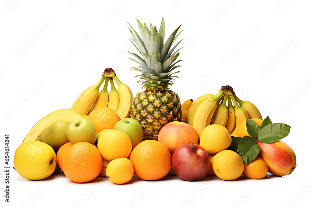Tropical Fruit Assortment Isolated on a Transparent Background, Generative AI