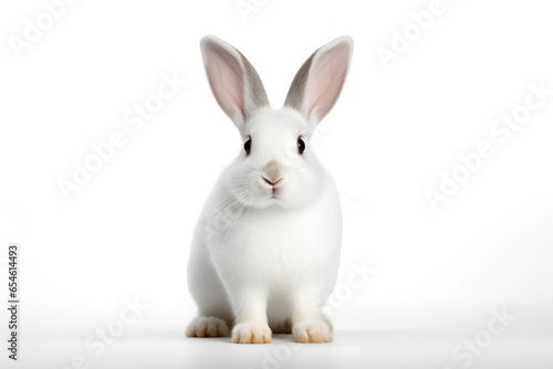 White Rabbit Isolated On White Background, Generative AI