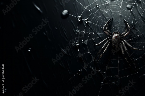 Scary spider. The concept of fears and phobias on the eve of the Halloween holiday. Background with selective focus © top images