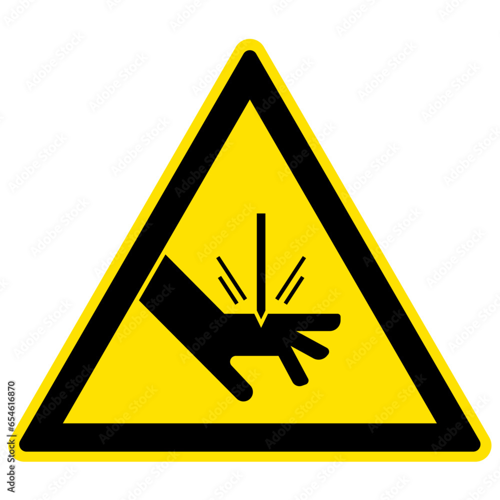 Crush and cut hazard warning sign and labels Moving parts and materials can cut and crush. Keep hands clear. Follow lockout procedure before servicing. Do not operate with guard removed Crush and cut hazard warning sign and labels Moving parts and materials can cut and crush. Keep hands clear. Follow lockout procedure before servicing. Do not operate with guard removed