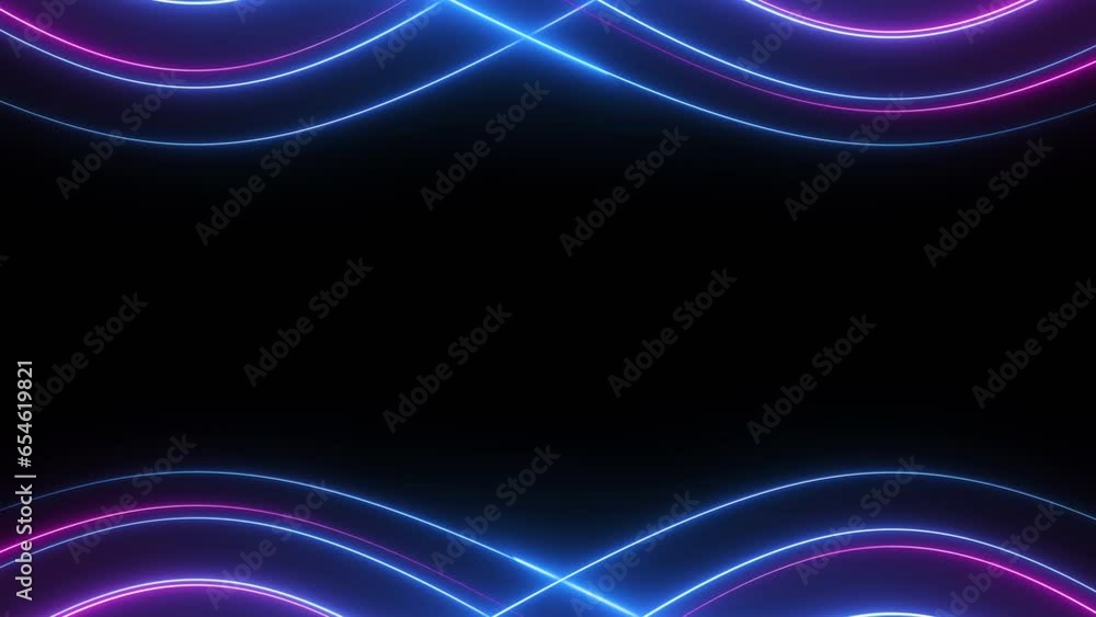 Neon glowing blue and pink laser lines looping animation on black background. Futuristic technology concept Neon glowing blue and pink laser lines looping animation on black background. Futuristic technology concept