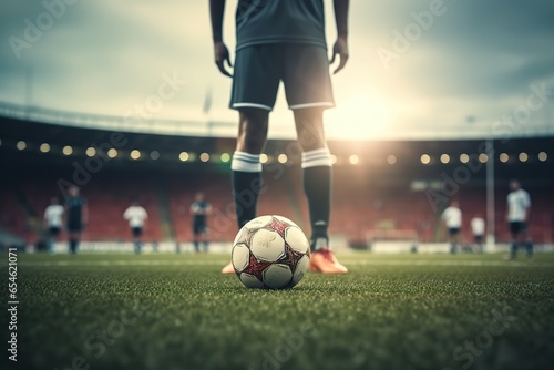 football player standing for free kick a ball, Generative AI photo