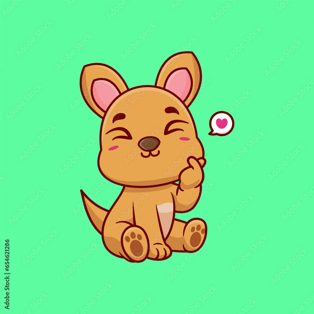 Cute kangaroo with love sign hand cartoon vector icon illustration .animal nature concept isolated Cute kangaroo with love sign hand cartoon vector icon illustration .animal nature concept isolated