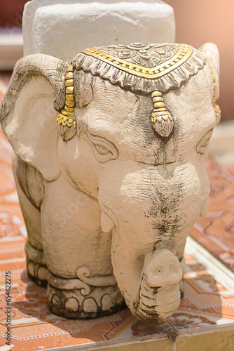 old thai elephant statue in temple