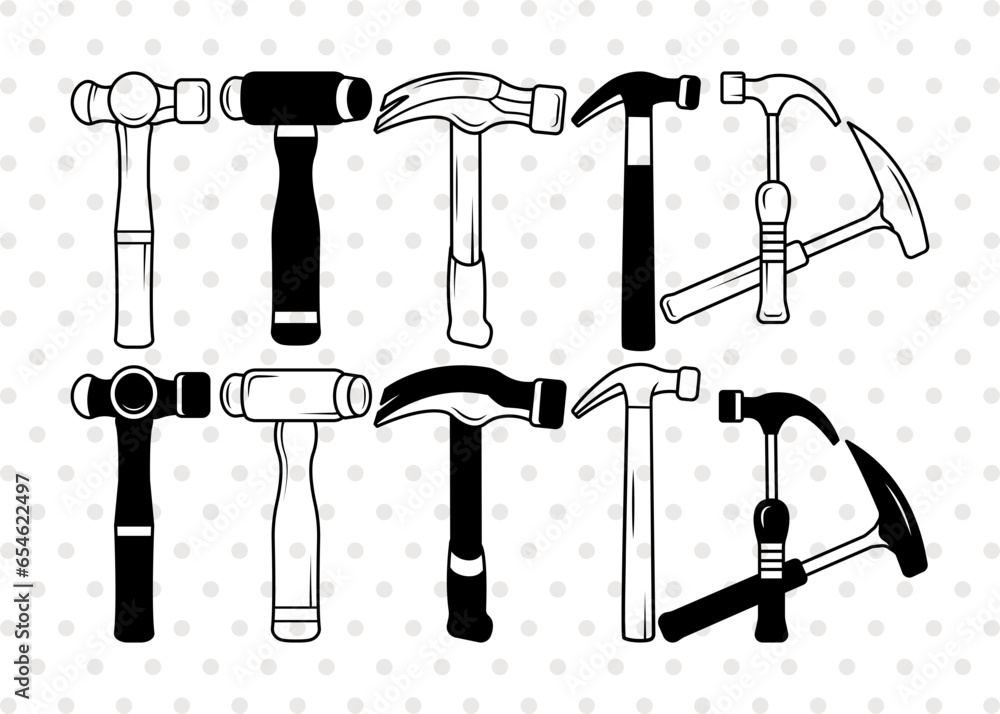 Hammer SVG, Hammer Silhouette, Claw Hammer Svg, Hand Tool Svg, Thor