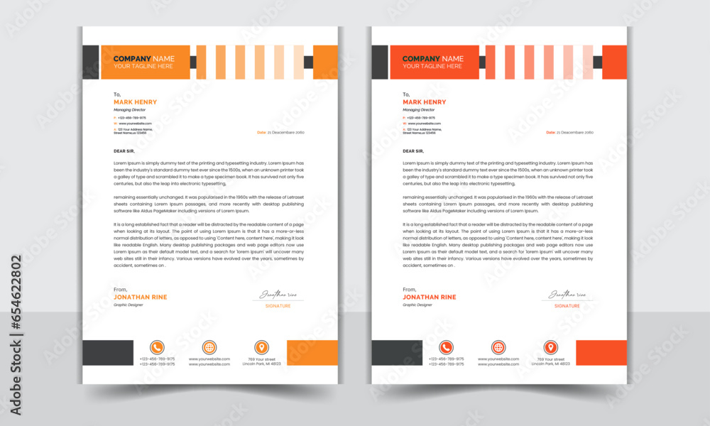 corporate letterhead design | simple and clean business corporate letterhead design template | with color variation geometric shapes letterhead design template print