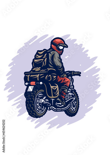 vector image of a cool and fashionable orange motorbike rider