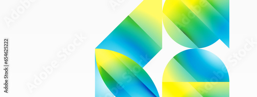 Serene gradient template. Circles and triangles mingle in minimalist perfection. Gentle fusion of forms and hues creates balanced yet captivating backdrop, embodying modern sophistication