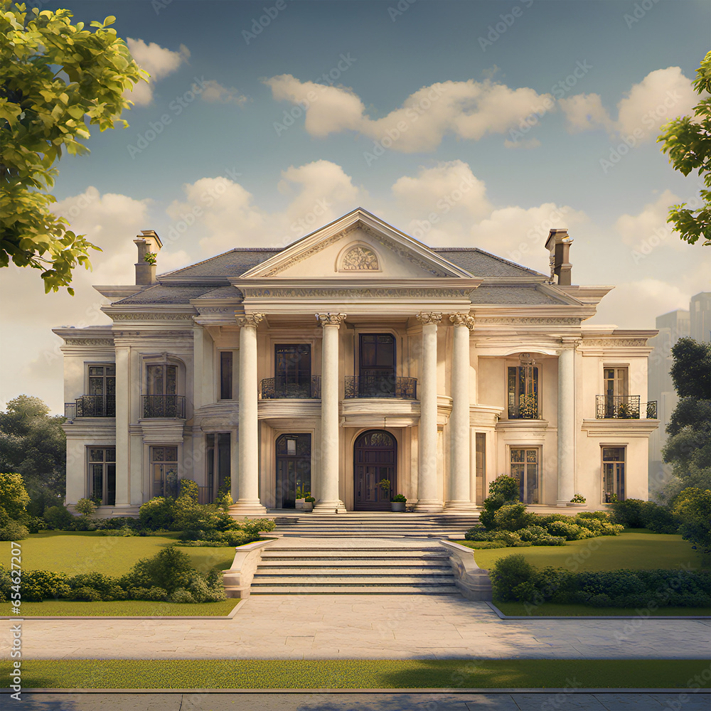 Front view of a classicist big house