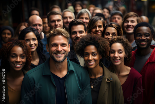 Faces of happy multinational person smiling for the camera. Diversity concept. Generative Ai