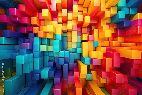 Abstract bright geometric pastel colors colored 3d gloss texture wall with squares and rectangles background.