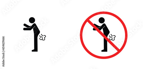 icon don't fart black outline for web site design 
and mobile dark mode apps 
Vector illustration on a white background