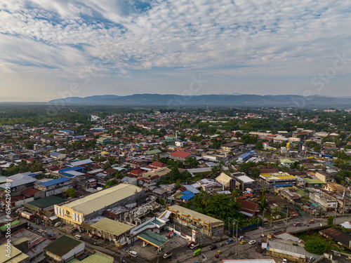 Residential buildings in Cotabato City. Skyline. Blue sky with clouds. Mindanao, Philippines.