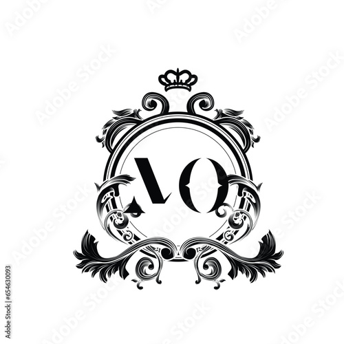 Abstract letter MO logo. vector vintage golden art nouveau badge vector incorporate with abstract shape in the creative way.