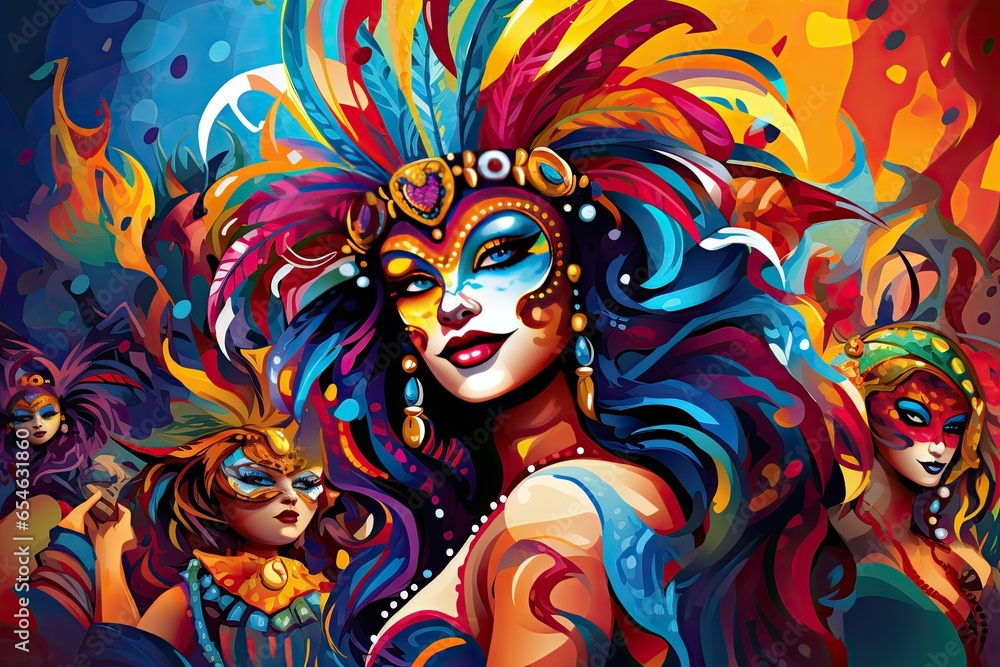 Carnival Vibrant and colorful spirit of carnival celebrations,Generated with AI