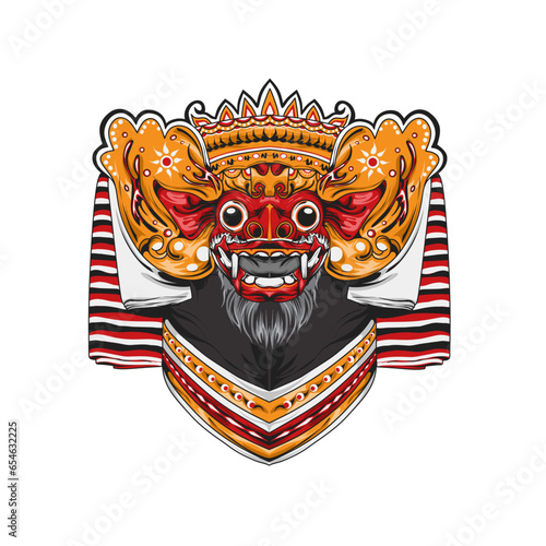 Illustration vector graphic of barong mask. suitable for tshirt design logo design etc