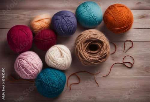 Knitting. Thread. Yarn. Craft. Needlework. Hobby. Textile. Handmade. Creative. DIY. Spool. Textures. Wool. Fabric. Colorful. Fiber. Supplies. Materials. Soft. AI Generated.