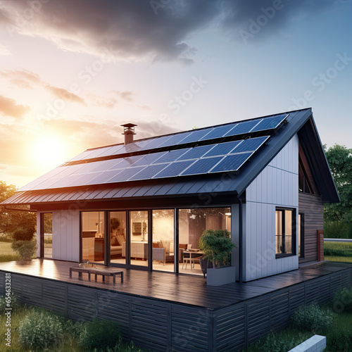 Constructed homes with solar panels on the roof. © Smart AI