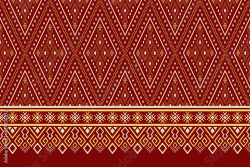Red traditional ethnic pattern paisley flower Ikat background abstract Aztec African Indonesian Indian 
