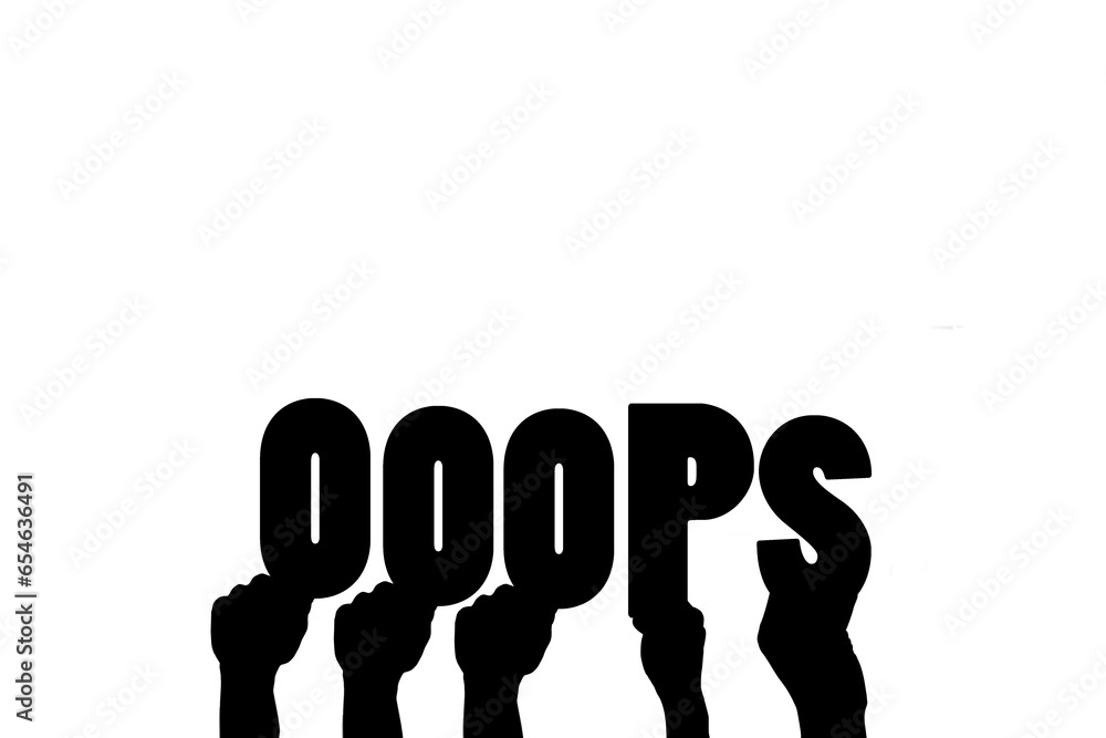 Digital png illustration of hands with ooops text on transparent background Digital png illustration of hands with ooops text on transparent background