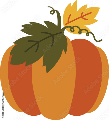 pumpkin with leaves
