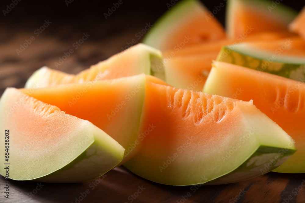 Fresh melon slices generative AI