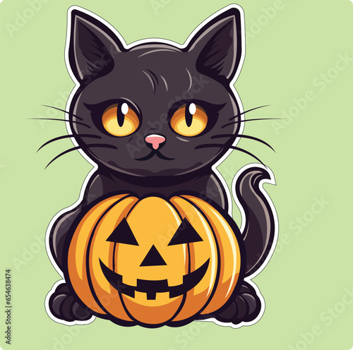 halloween pumpkin with cat © ChromaCraft
