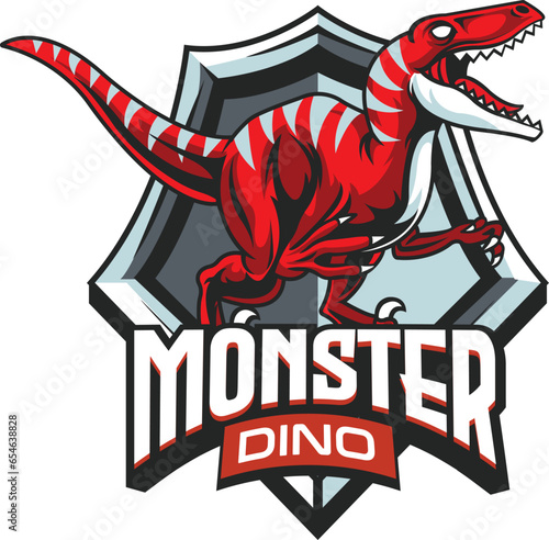 Vector illustration of Raptors dinosaur mascot logo template for sport team and gaming team