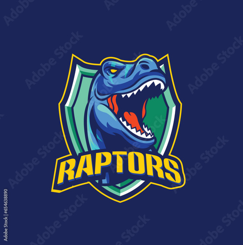 Vector illustration of Raptors dinosaur mascot logo template for sport team and gaming team