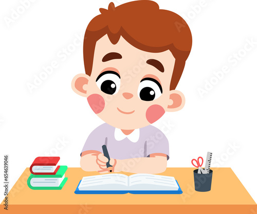 Kid Writing on Table