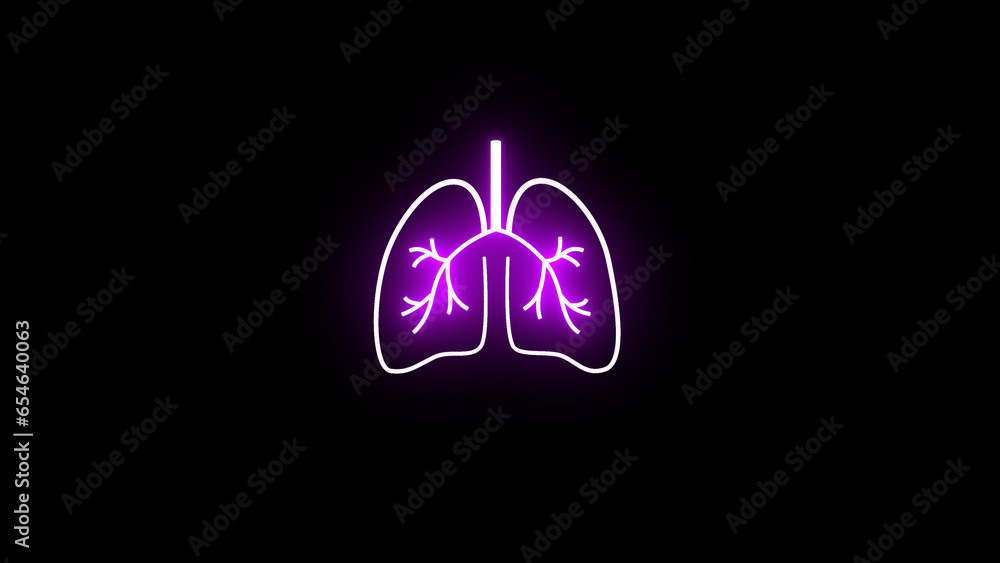 Fototapeta premium lungs neon sign, modern glowing banner design, colorful modern design trend.
